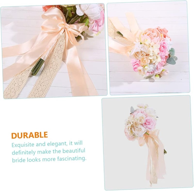 White Artificial Wedding Bouquet Faux Flower Arrangement for Decor Photography Props - Image 3